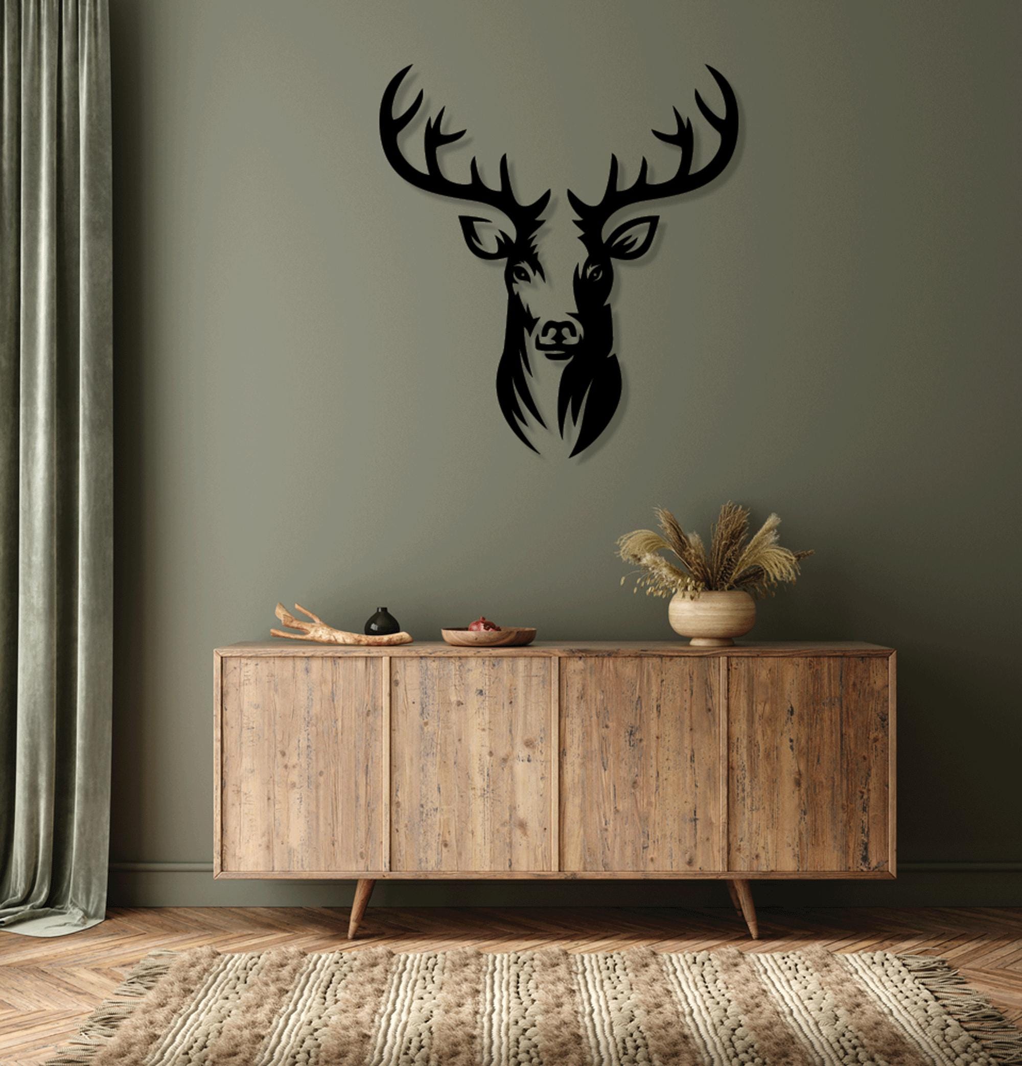 Deer laser cut svg dxf files wall sticker engraving decal silhouette template cnc cutting router digital vector instant download