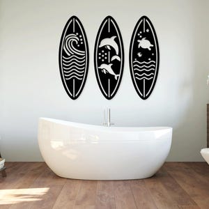 Tavola da surf, tartaruga, delfino, onda, file in formato SVG, DXF, adesivo da parete, incisione, silhouette, modello, taglio CNC, download immediato, vettore digitale.