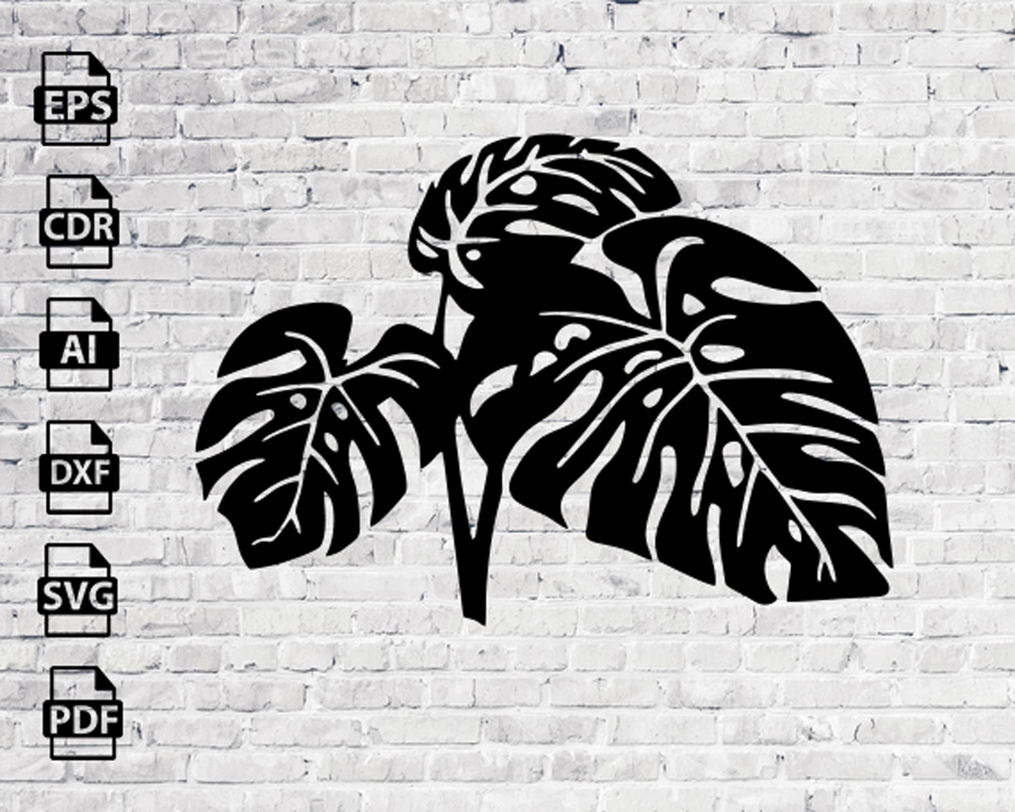Monstera Leaf Svg Flowers Laser Cut Dxf Files Wall Sticker Engraving ...