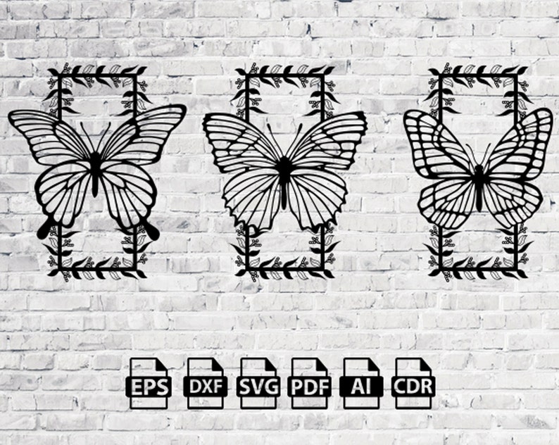 Butterfly Flowers Laser Cut Svg Dxf Glowforge Files Wall Sticker ...