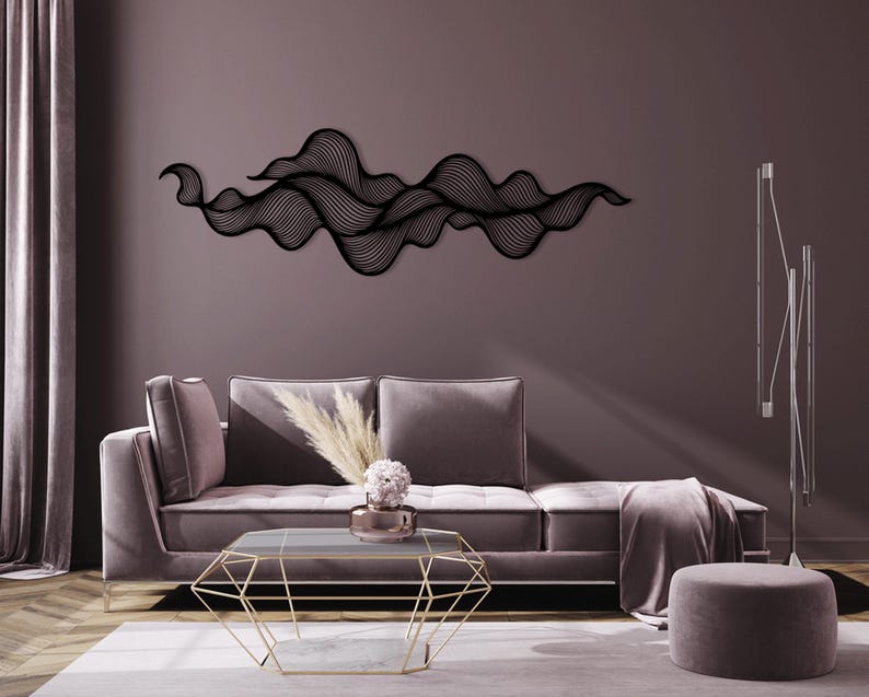 Modern Abstract Wave Wall Art SVG DXF | Parametric Wood Panel | Laser ...