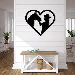 Cowgirl Pferd Laser cut svg dxf Dateien Wandaufkleber Gravur Aufkleber Silhouette Vorlage CNC-Schneidefräser digitaler Vektor-Sofortdownload