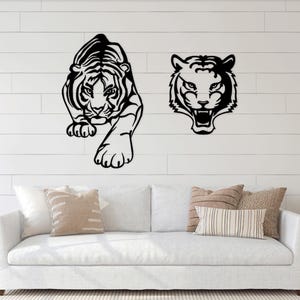 Tiger Animal laser cut files wall sticker engraving silhouette template cnc cutting router digital vector instant download