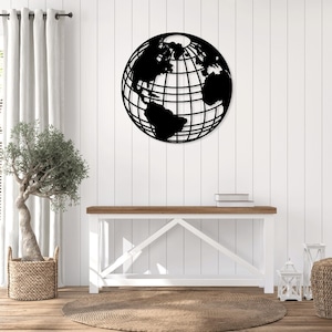 Weltkugel Karte Laser cut svg dxf Dateien Wandaufkleber Gravur Aufkleber Silhouette Vorlage CNC-Schneidefräser digitaler Vektor-Sofortdownload