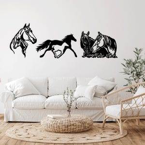Pferd, Pferde Laser cut svg dxf Dateien Wandaufkleber Gravur Aufkleber Silhouette Vorlage CNC-Schneidefräser digitaler Vektor-Sofortdownload