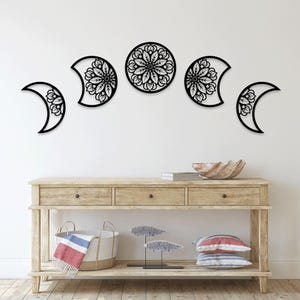 Lunazione Luna Fiore di Loto Mandala file svg dxf taglio laser incisione a parete silhouette modello taglio CNC digitale vettore download immediato