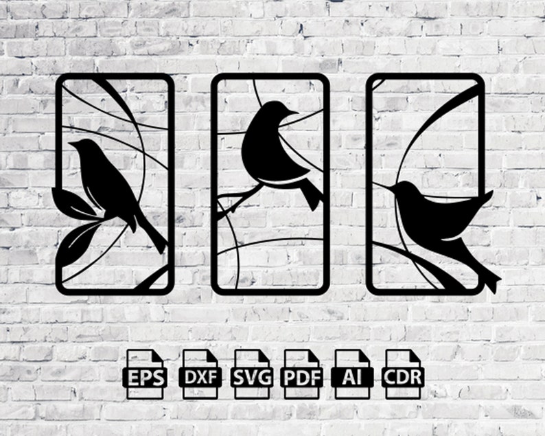 Birds Tree Branch Laser Cut Svg Dxf Files Wall Sticker Engraving ...