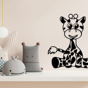 Girafa, animal bebê corte a laser arquivos svg dxf adesivo de parede gravura silhueta modelo roteador de corte cnc download instantâneo de vetor digital
