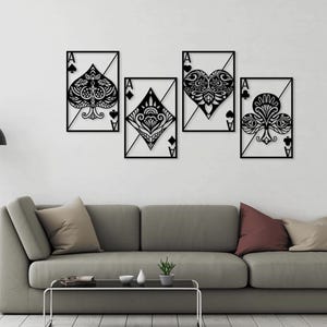 Ace Card Deck Poker Laser cut svg dxf Dateien Wandaufkleber Gravur Silhouette Vorlage CNC-Schneidefräser digitaler Vektor-Sofortdownload