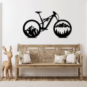 Bike Mountain Laser geschnitten svg dxf Dateien Wandaufkleber Gravur Aufkleber Kontur Vorlage cnc Zuschnitt Fräser digitale Vektor sofortiger download