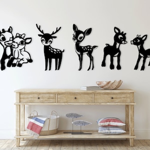 Baby Deer Laser cut svg dxf Dateien Wandaufkleber Gravur Abziehbild Silhouette Vorlage CNC-Schneidefräser digitaler Vektor-Sofortdownload