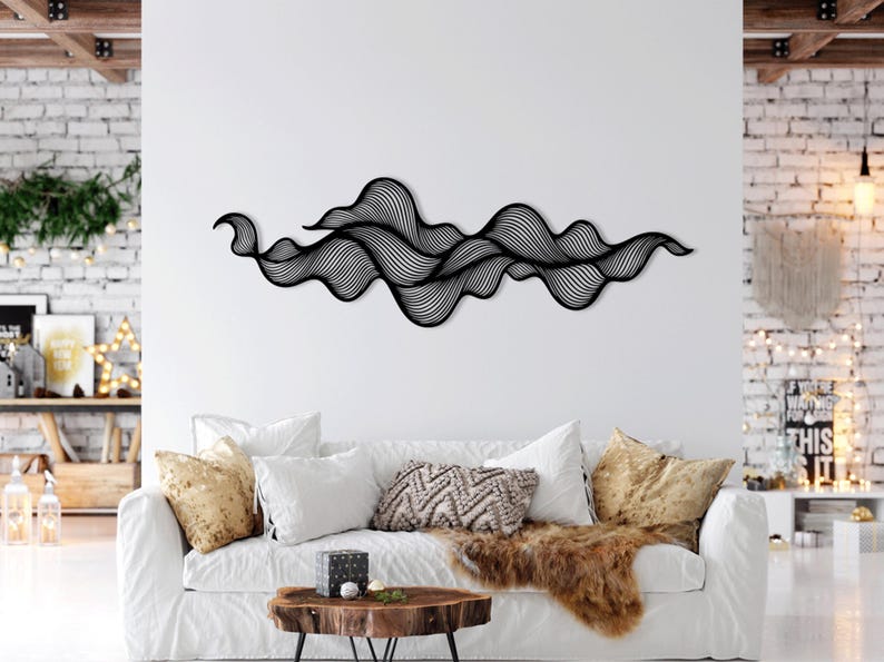 Modern Abstract Wave Wall Art SVG DXF | Parametric Wood Panel | Laser ...
