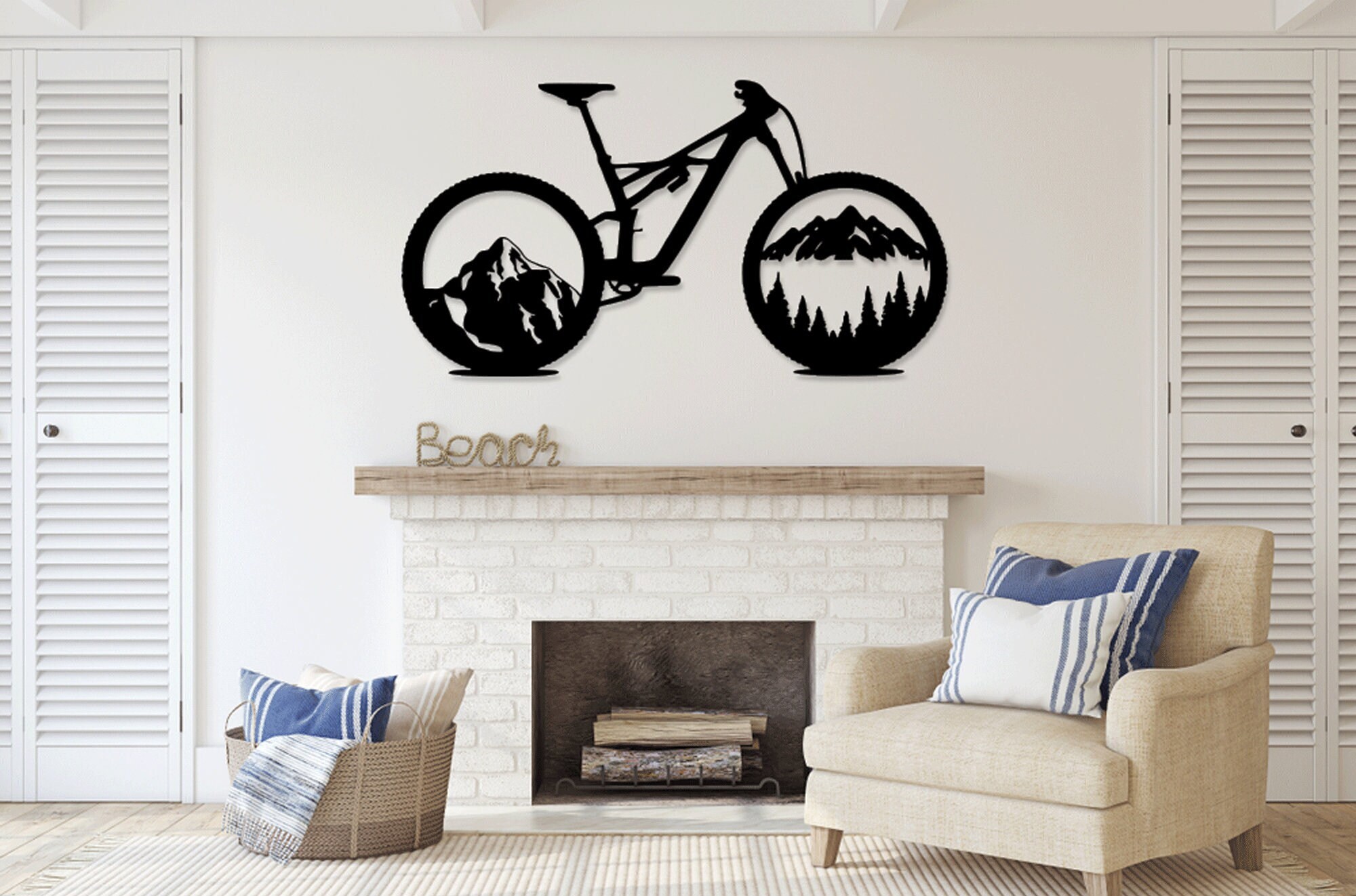 Bike Mountain Laser Cut Svg Dxf Files Wall Sticker Engraving Decal ...