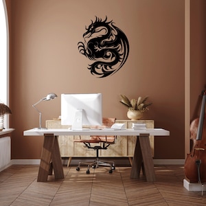 Dragon Silhouette laser cut svg dxf glowforge files wall sticker engraving decal template cnc cutting router digital instant download