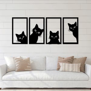 Cat laser cut svg dxf files wall sticker engraving decal silhouette template cnc cutting router digital vector instant download
