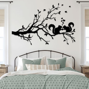 Écureuil branche d'arbre découpé au laser svg dxf glowforge fichiers sticker mural gravure sticker silhouette modèle routeur cnc Téléchargement instantané numérique