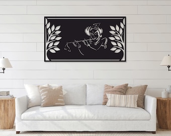 Lord Krishna Shree Indian God laser cut svg dxf files wall sticker engraving silhouette template cnc cutting digital vector instant download