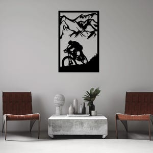 Biker Bike Mountain Laser geschnitten Dateien Wandaufkleber Silhouette Vorlage Cnc-Schneidefräser digitaler Vektor-Sofort-Download
