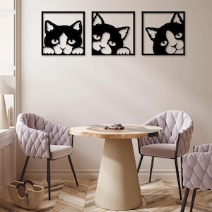 Chat Animal découpé au laser fichiers svg dxf sticker mural gravure sticker silhouette modèle CNC découpe routeur vecteur numérique téléchargement immédiat