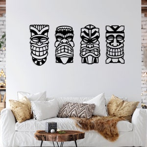 Tiki Maske Tribal Hawaiian traditionellen Laser geschnitten svg dxf Dateien Wandaufkleber Silhouette Vorlage CNC schneiden digitaler Vektor-Sofortdownload