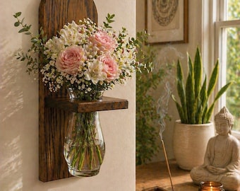 Ręcznie robiony drewniany uchwyt na dyfuzor ścienny, patyczki i kadzidełka