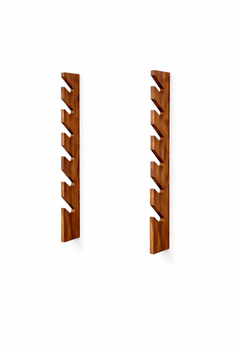 Wooden Fishing Rod Holder Wall Mount | Dual Bracket Rack, Garage ...