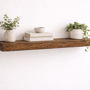 Handmade Solid Wood Floating Shelf | Rustic Farmhouse Wall Decor - Etsy