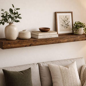 Handmade Solid Wood Floating Shelf | Rustic Farmhouse Wall Decor