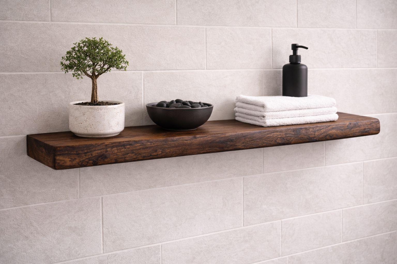 Reclaimed Wood Floating Shelf | Rough Edge Rustic Farmhouse Decor (1.5 ...