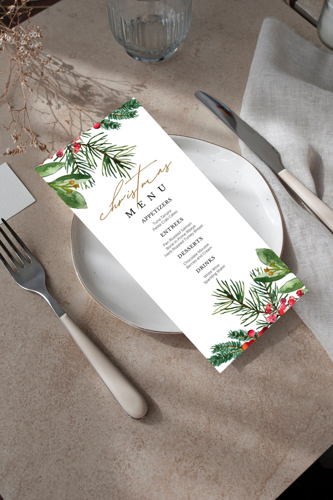 Christmas Menu Template Christmas Menu Printable Christmas Etsy Australia