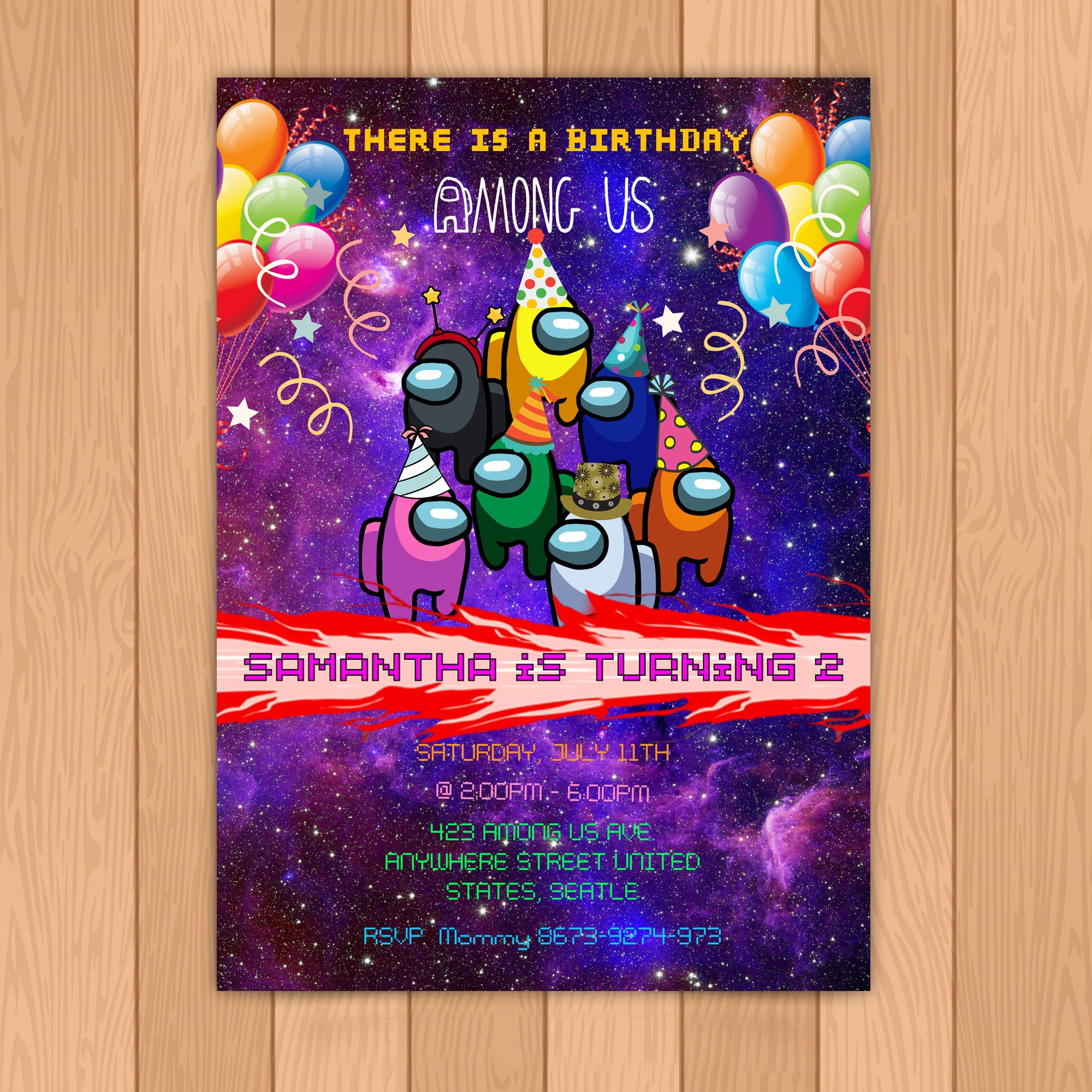 Among Us Invitation Birthday Invitation Kids Birthday Etsy Canada