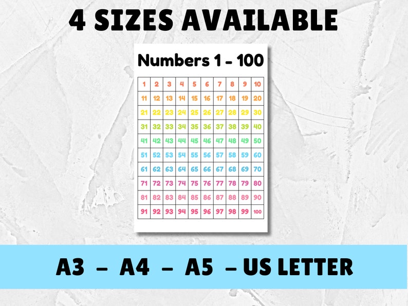 Numbers Chart 1 to 100 | Count to 100 | Maths Chart | Maths Printable ...