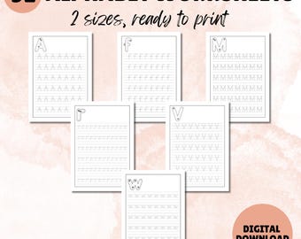 52 Alphabet Tracing Worksheets | Uppercase and Lowercase Tracing | Preschool and Kindergarten Handwriting Practice | Letter Tracing