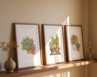 Cactus and Succulent Print Set: Watercolor Botanical Art on Archival Paper