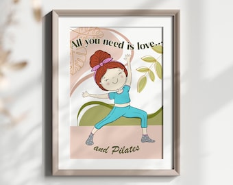 Customizable Pilates Print: Love and Pilates Wall Art (9x12)