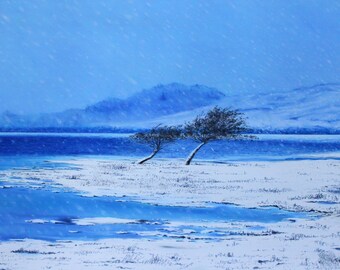 Scottish Winter Landscape Pastel Painting