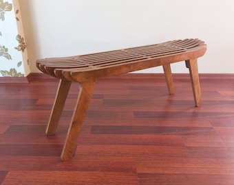 NILUFER BENCH | Mid-Century | Scandinavian Bench | Customizable | Parametric Plywood Furniture