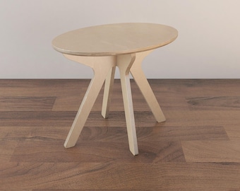UNFINISHED BAL Modern Birch Plywood Side Table | Minimalist Plant Stand  (Customizable)