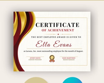 Certificate Of Achievement, Editable Certificate, Certificate Template,Canva Template,Canva Certificate,Certificate Of Completion