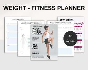 Fitness Planner Weight Loss Tracker, Workout Journal, Meal Plan Notebook, Health Journal, Exercise Log, Wellness Diary