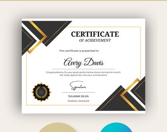 Certificate Of Achievement template, Editable Certificate, Certificate Template,Canva Template,Canva Certificate,Certificate Of Completion