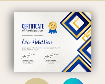 Certificado de participación, certificado editable, plantilla de certificado, plantilla Canva, certificado Canva, certificado de finalización