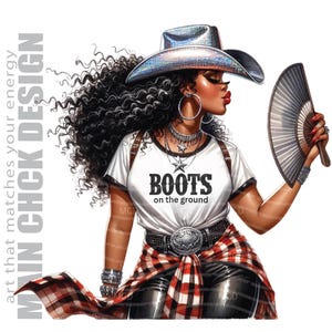 Black Cowgirl Clipart: Boots on the Ground PNG, Line Dancing Art (Digital Download)