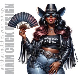 Black Cowgirl Clipart: Boots, Fan, Line Dance Art (Digital Download)