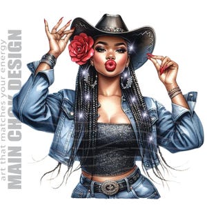 Black Cowgirl PNG: Southern Texas Girl, Western Art (Digital Download)