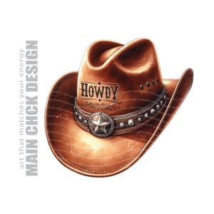 Watercolor Cowboy Hat Illustration Clipart: Brown Howdy PNG (Digital Download)