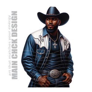 African American Cowboy T-Shirt Art, Black Cowboy Clipart, Black Country Western PNG, Clack Fan Art, Cowboy Era