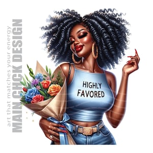 Zeer favoriete png, gezegend png, Afro-Amerikaanse vrouw, wenskaart, clipart, beker sublimatie png, zwart meisje clipart, zwarte vrouw kunst
