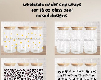 Fun Halloween UV DTF Wraps Grab Bag, Full Cup Wrap 16oz. Glass Can,  Permanent Adhesive UV, Libbey Glass Can Wrap 