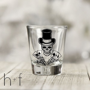 Skull Cards UV DTF sticker for Shot Glasses and More! Ready to Apply- No Heat Needed - Ready to Ship! K72